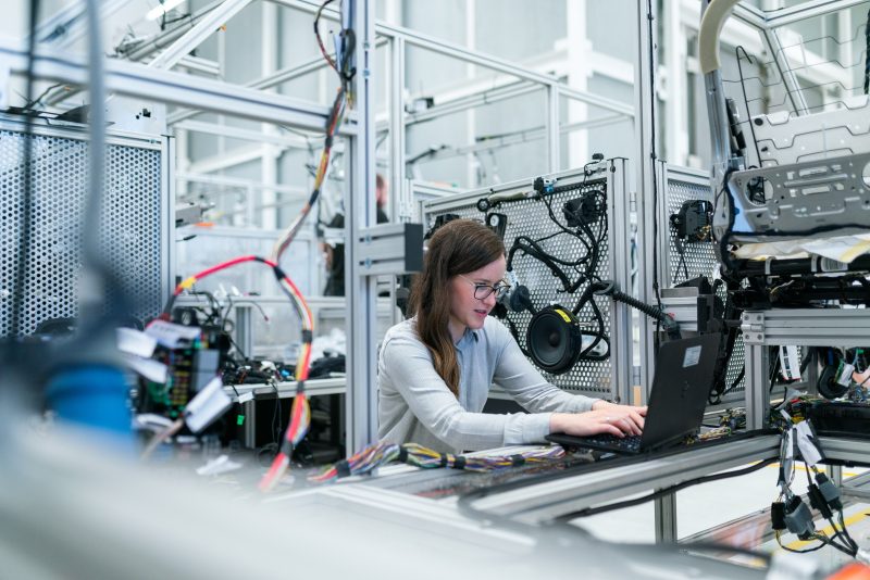 woman working on laptop in lab