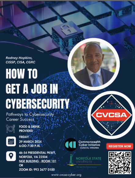 How to Get a Job in Cybersecurity graphic promoting event