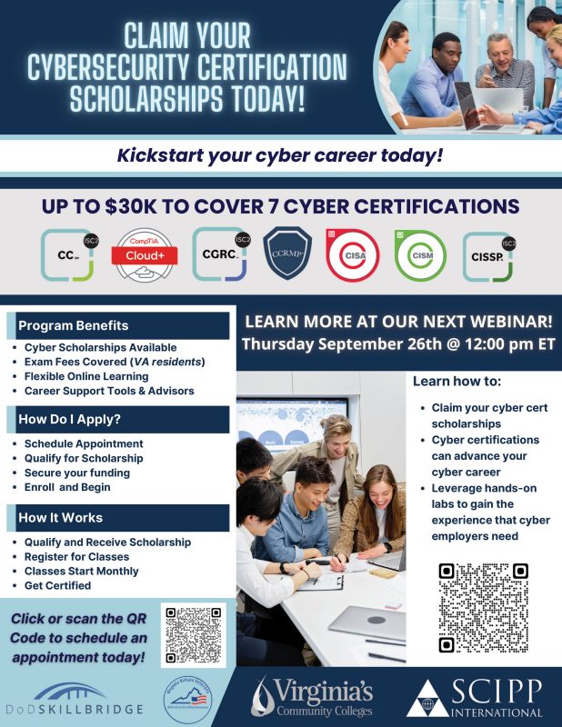 Webinar on scholarships for cyber certification
