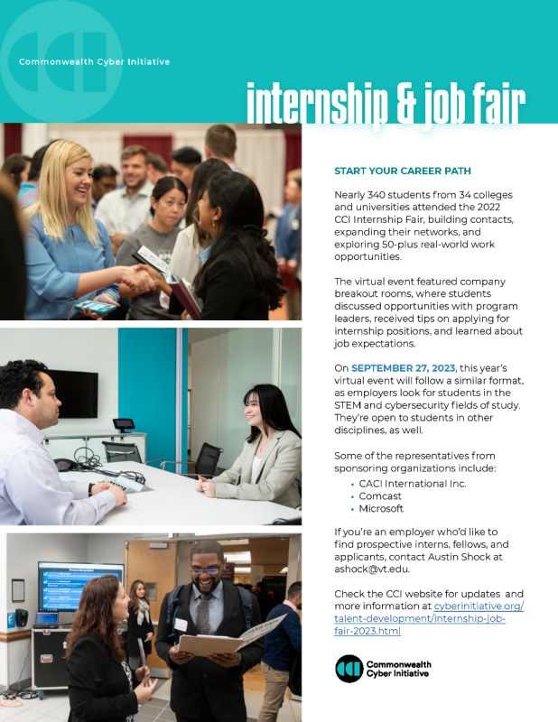Second page of Internship & Job Fair information document