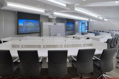 briefing room with view screens