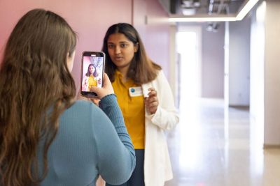 Student films a researcher on iPhone